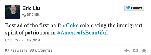 Coke Super Bowl Ad Twitter response