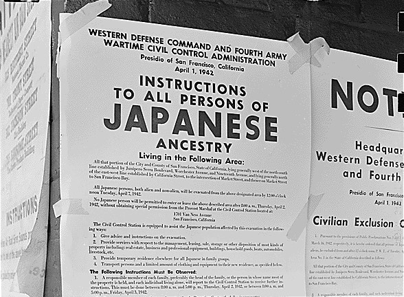 Official notice of exclusion and removal of Japanese Americans during WWII