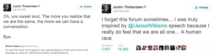 Justin Timberlake Jesse Williams Tweet 2